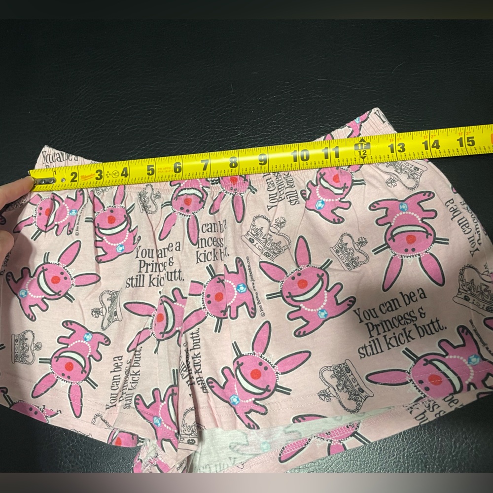 Rare It’s Happy Bunny You Can Be A Princess Pajamas Shorts Size Small Pink - Picture 9 of 9